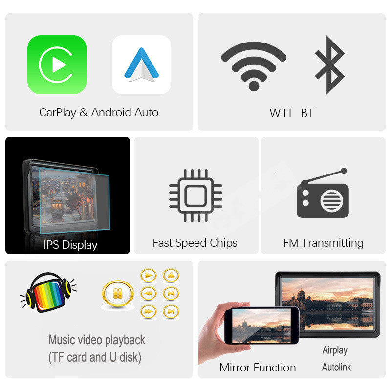 Schermo intelligente da 7" per auto con CarPlay wireless e navigazione GPS