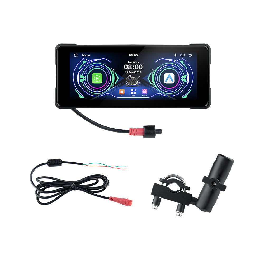 Navigazione wireless CarPlay per moto con Android Auto, doppia fotocamera Bluetooth anteriore e posteriore.